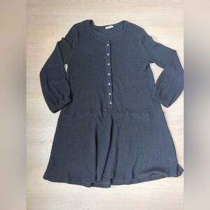 Piper and Scoot Black Textured Button-Front Tunic Dress
